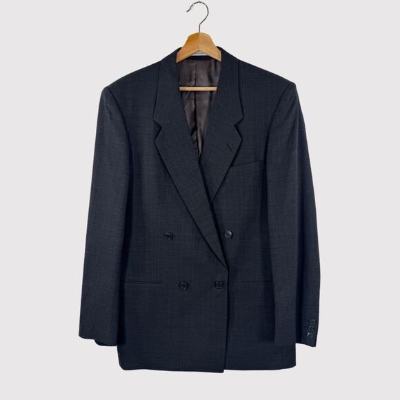 VINTAGE Yves Saint Laurent Blazer Black Double Breasted Sport Coat 40R - Picture 1 of 11